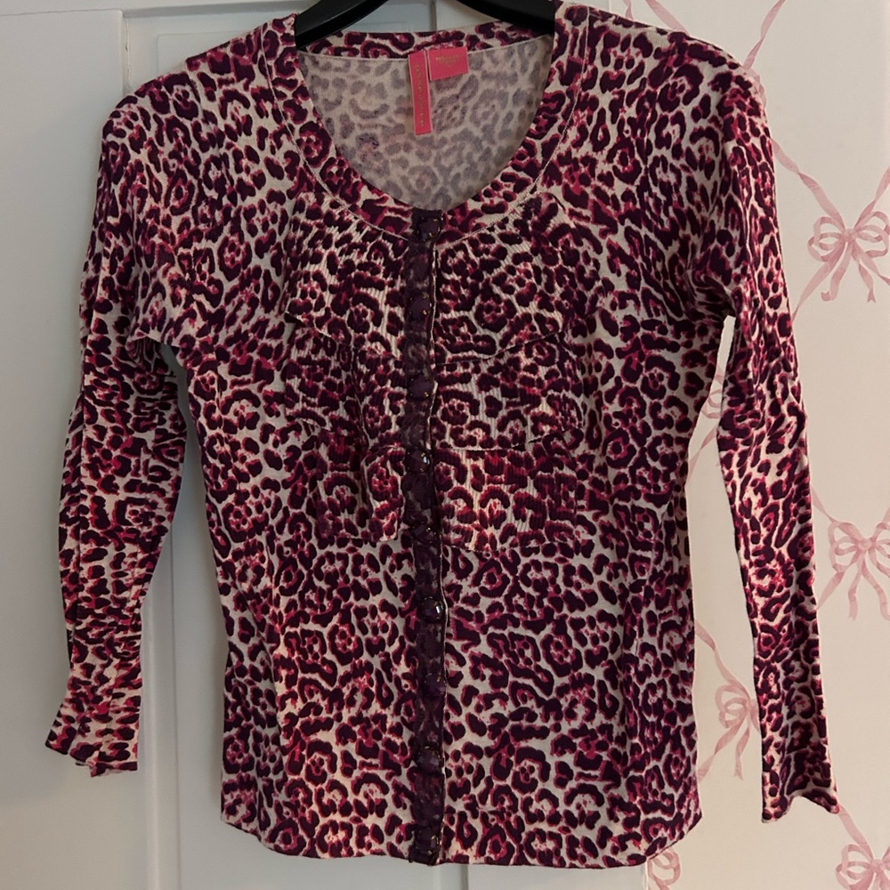 Chic Leopard Print Button Down Sweater - image 1